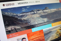 Pantalla mostrando sitio de Memoria Anual 2014 de Codelco