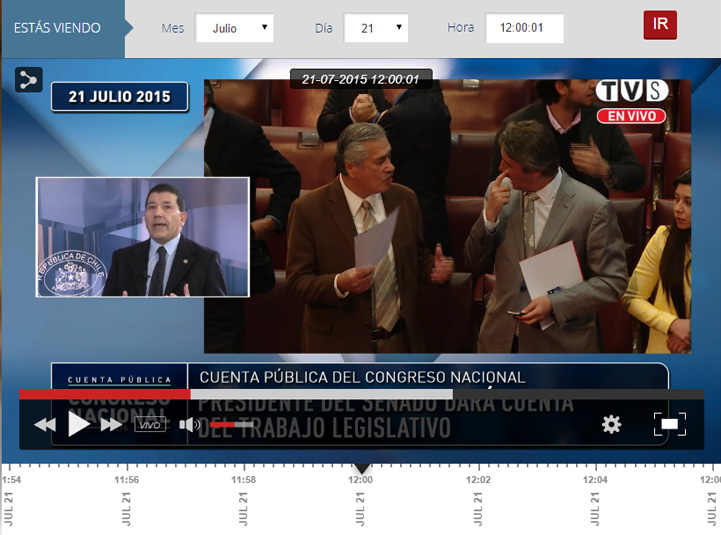 Pantallazo del player janus de TV Senado