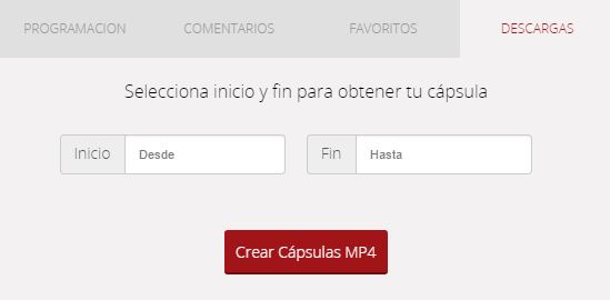 Pantallazo con las opciones para descargar un video desde el player Janus