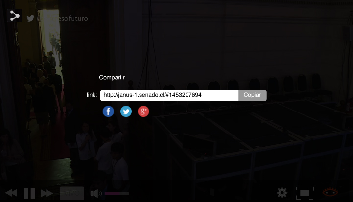 Pantallazo de la opción para compartir video de Janus Player