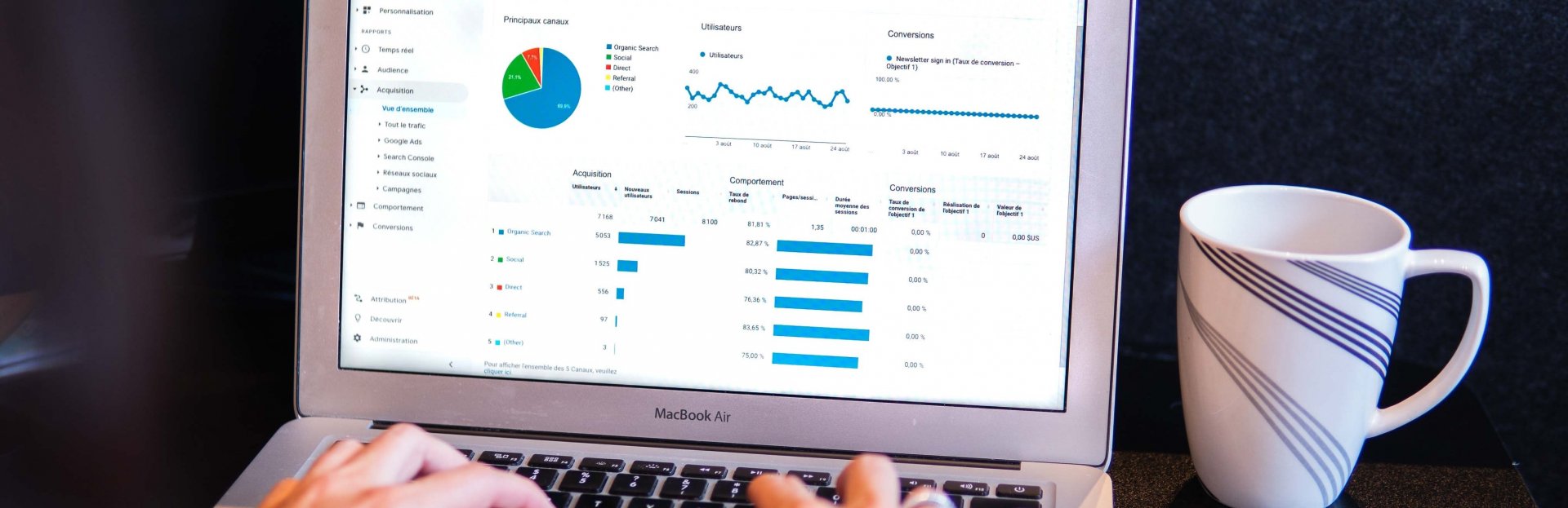 Macbook mostrando Google Analytics